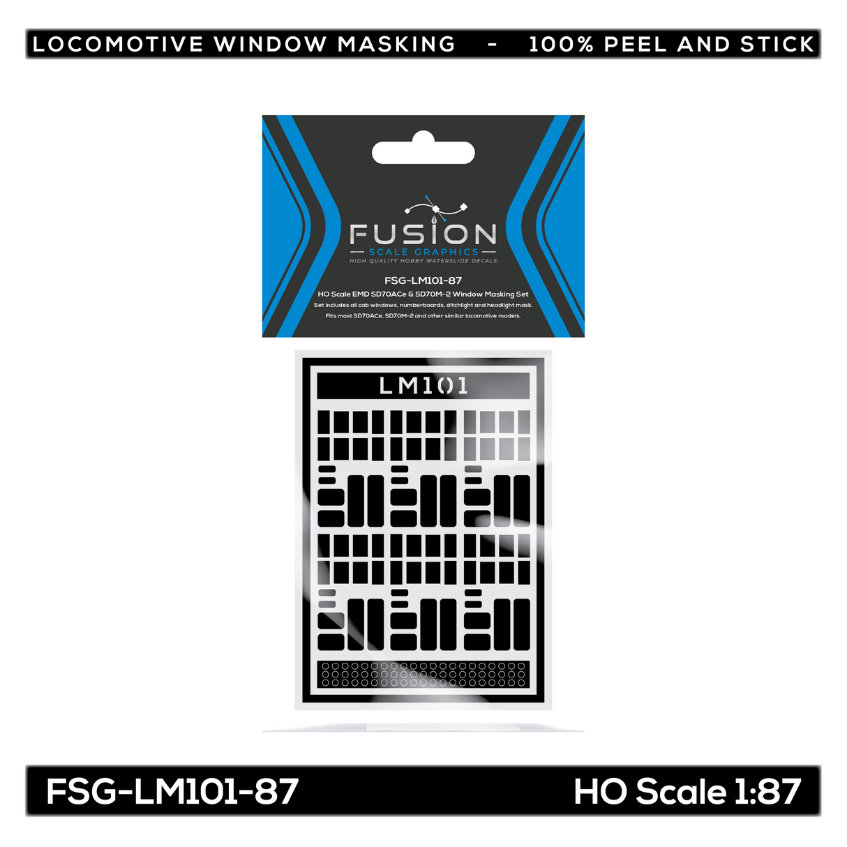 HO Scale EMD SD70ACe & SD70M-2 Locomotive Window Masking Set