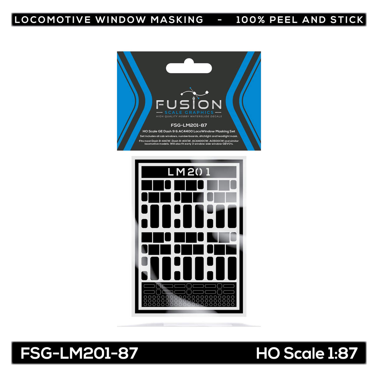 HO Scale GE Dash 9 & AC4400 Locomotive Window Masking Set