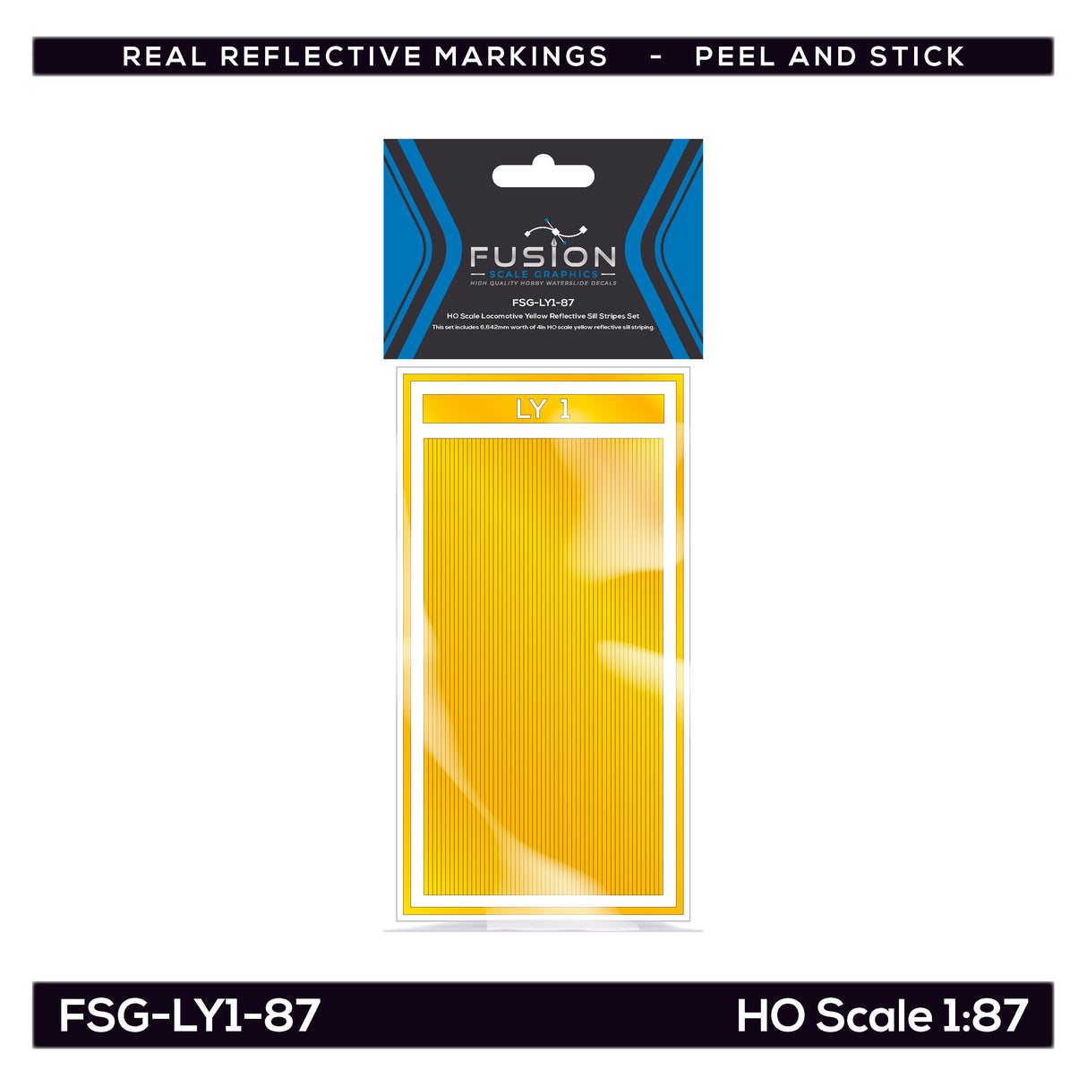 HO Scale Railroad Locomotive Yellow Reflective Sill Stripes Set