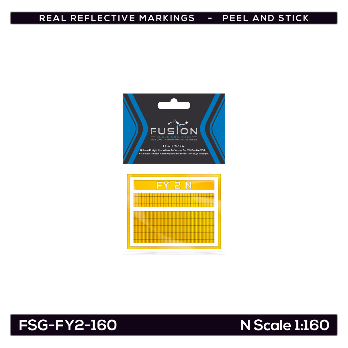 N Scale Railroad Freight Car Yellow Reflective Markings Set W/ Double Width Stripes