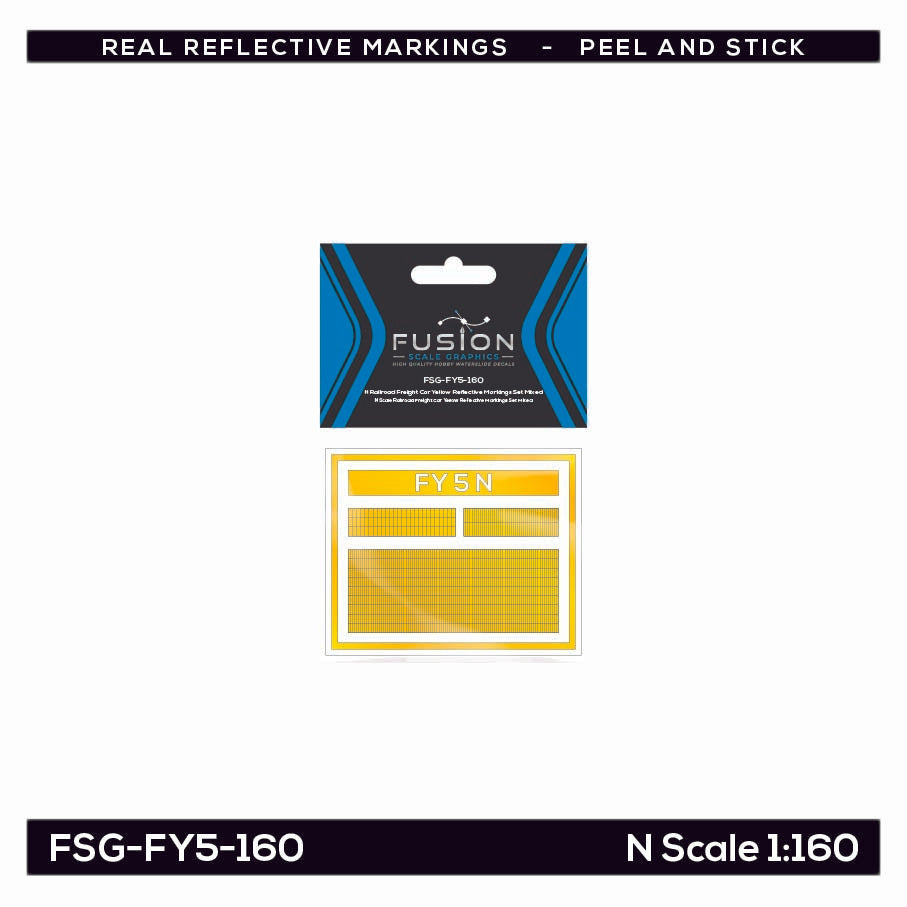 N Scale Railroad Freight Car Yellow Reflective Markings Set Mixed