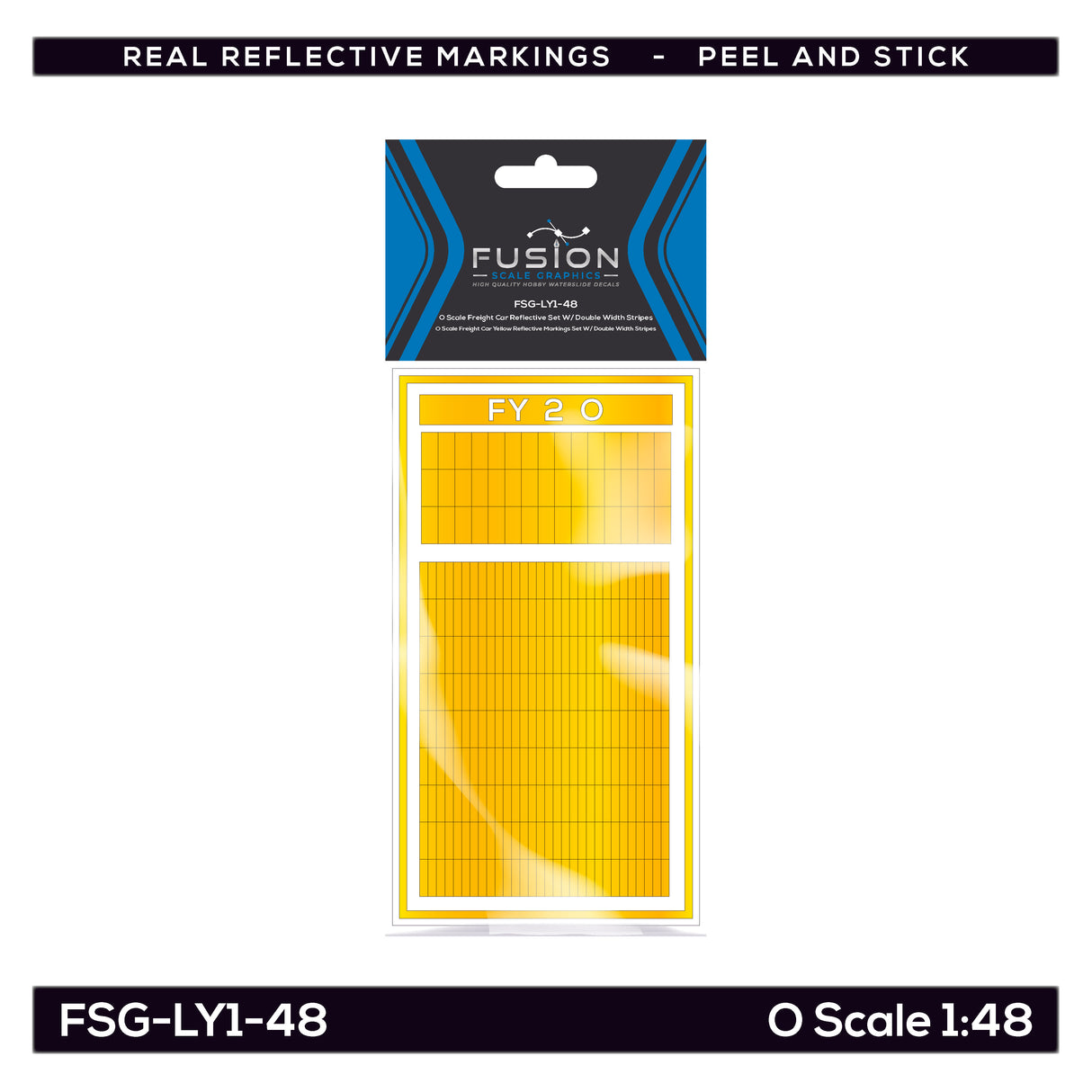 O Scale Railroad Freight Car Yellow Reflective Markings Set W/ Double Width Stripes | Fusion Scale Graphics