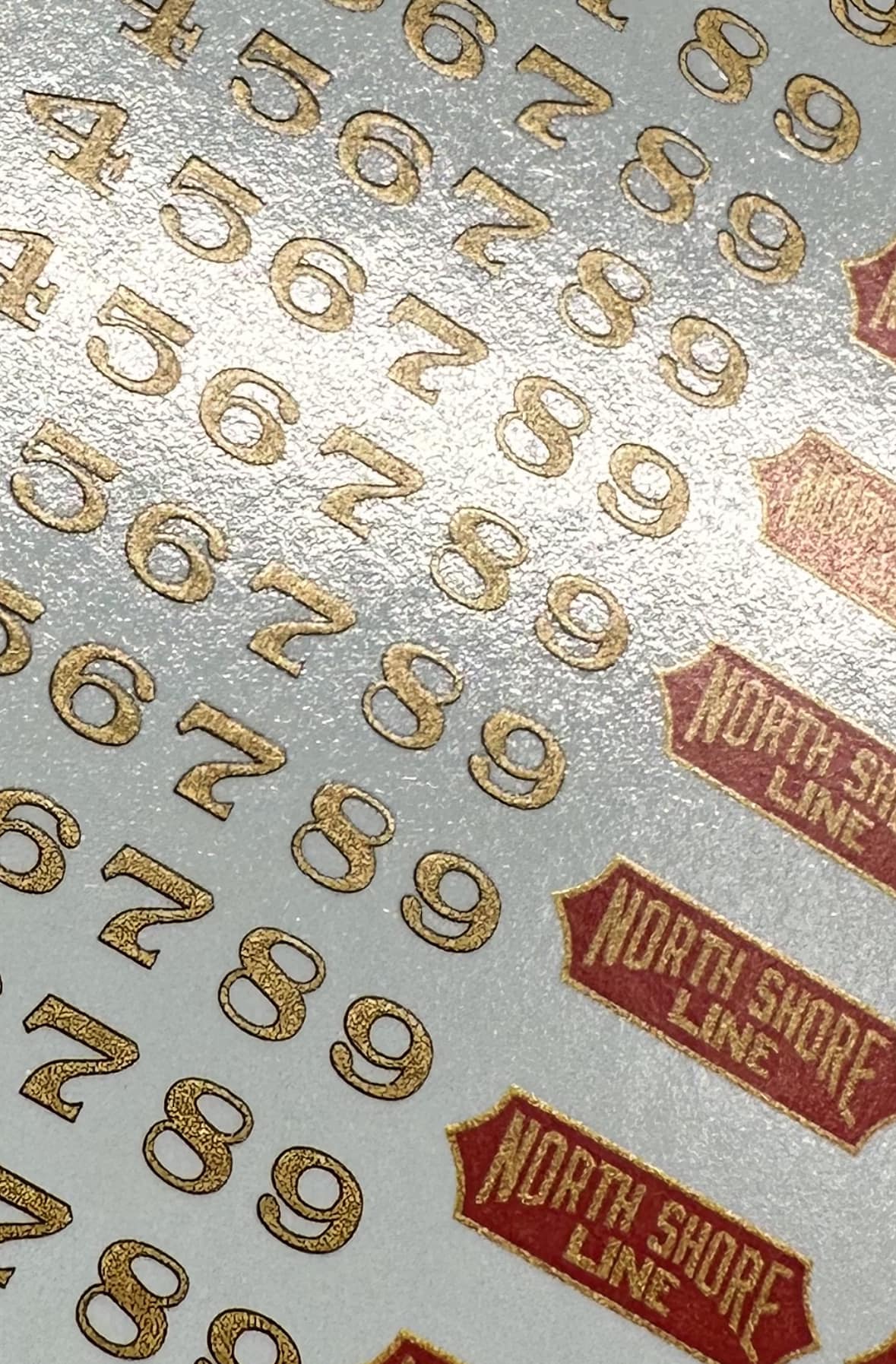 Metallic Gold HO Scale North Shore Line Gold Car Numbers Decal Set