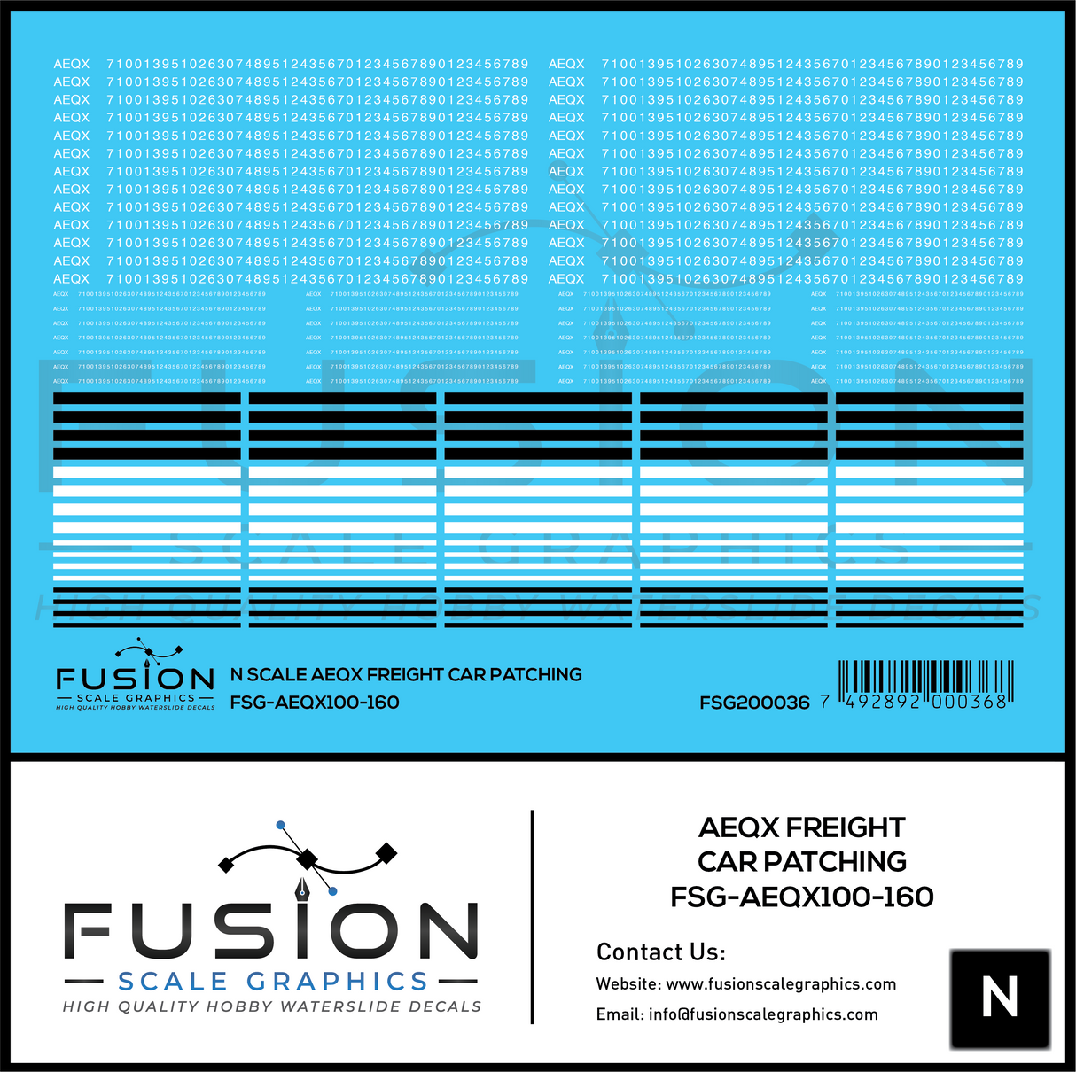 N Scale AEQX Freight Car Patching Decal Set