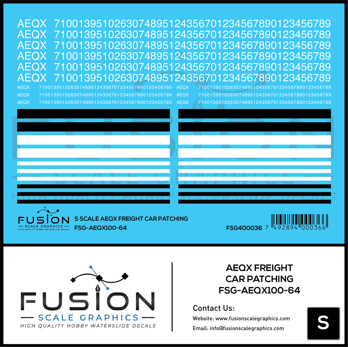 S Scale AEQX Freight Car Patching Decal Set
