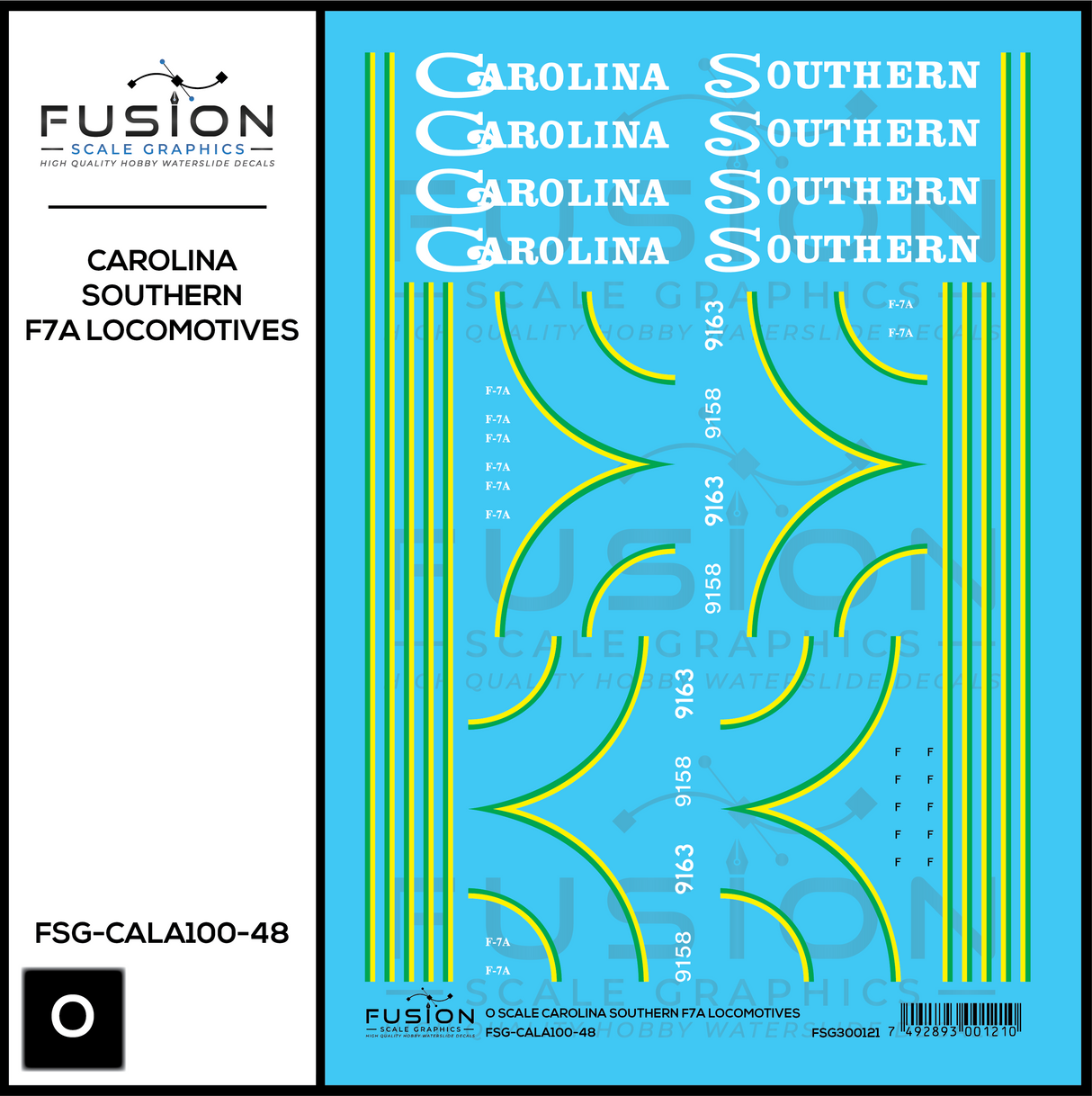 O Scale Carolina Southern EMD F7 Locomotives Decal Set