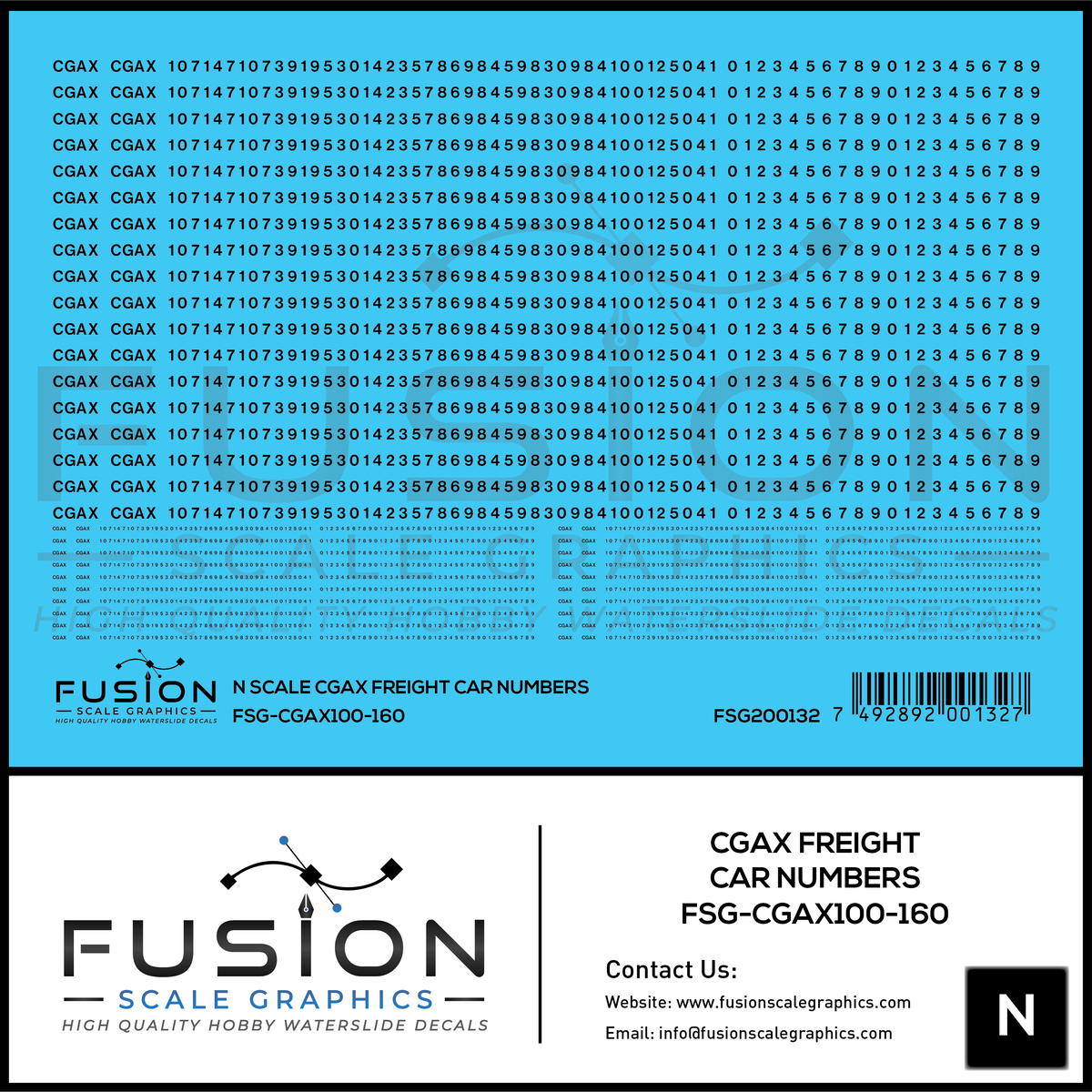 N Scale CGAX Freight Car Numbering Decal Set – Fusion Scale Graphics