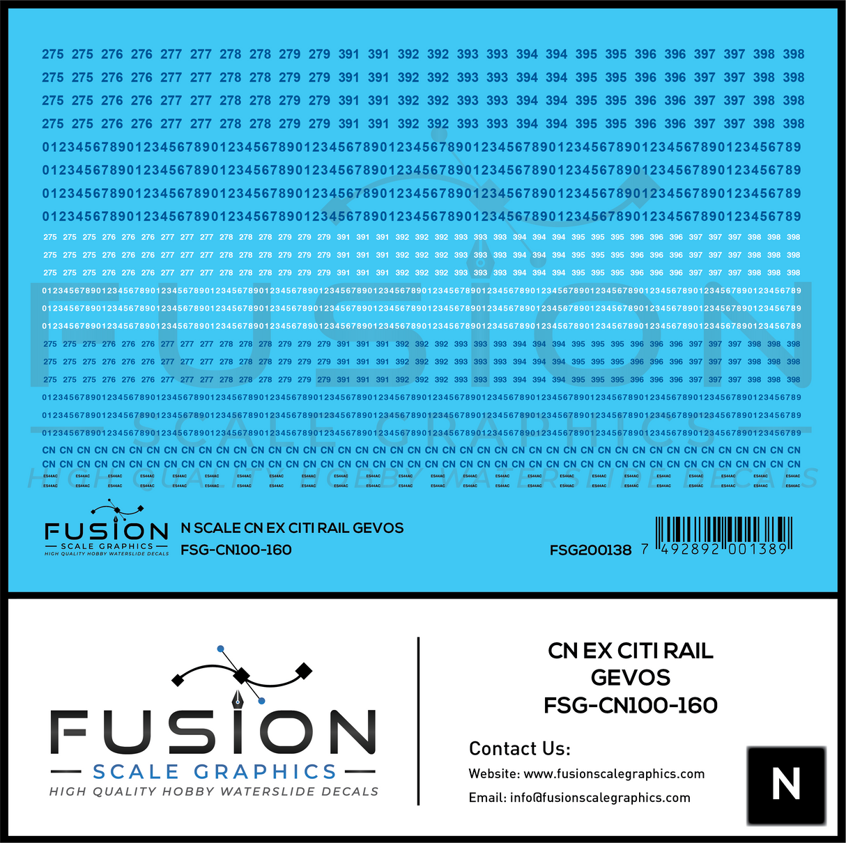 N Scale CN Ex Citi Rail Gevos Locomotive Decal Set
