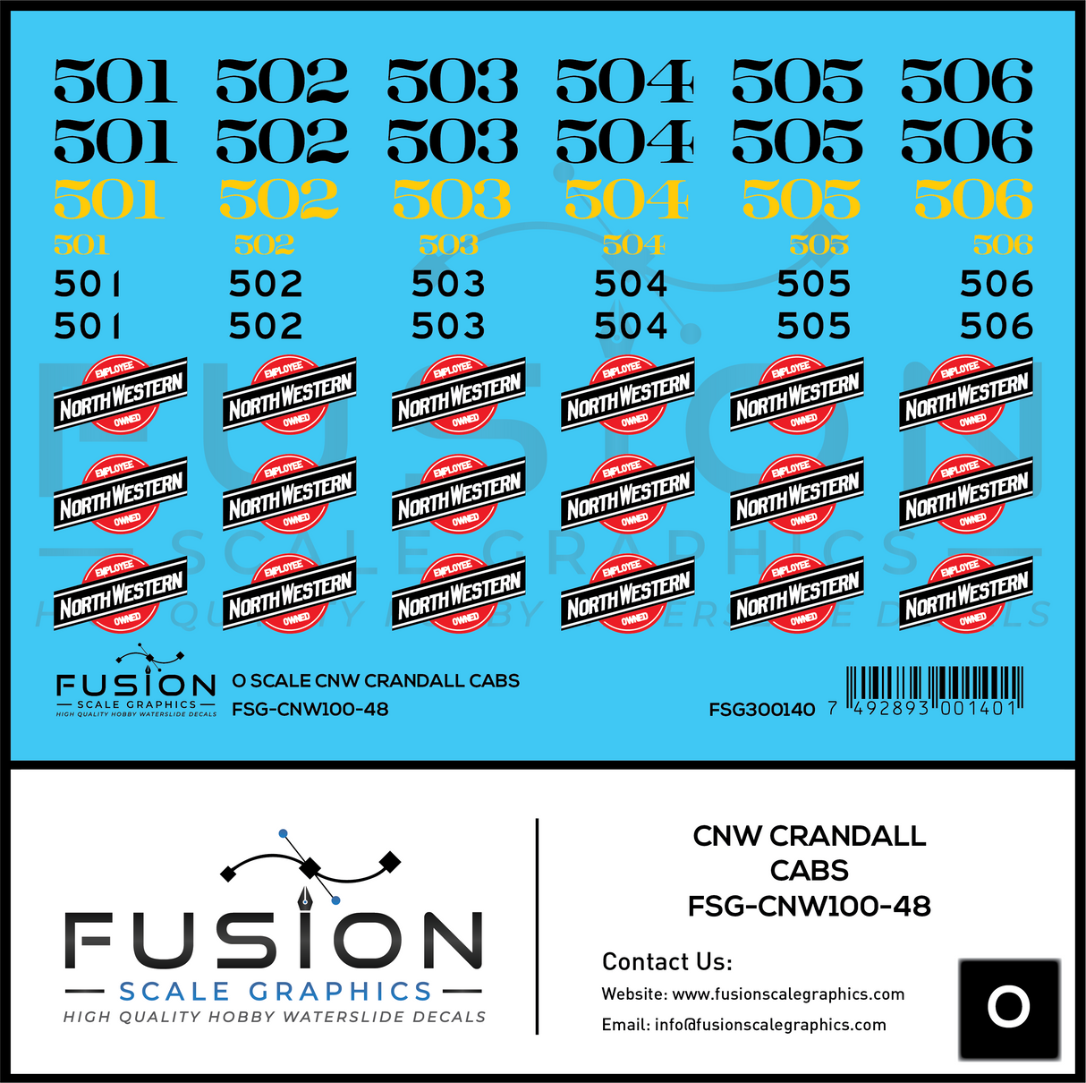 O Scale CNW Crandall Cabs Decal Set
