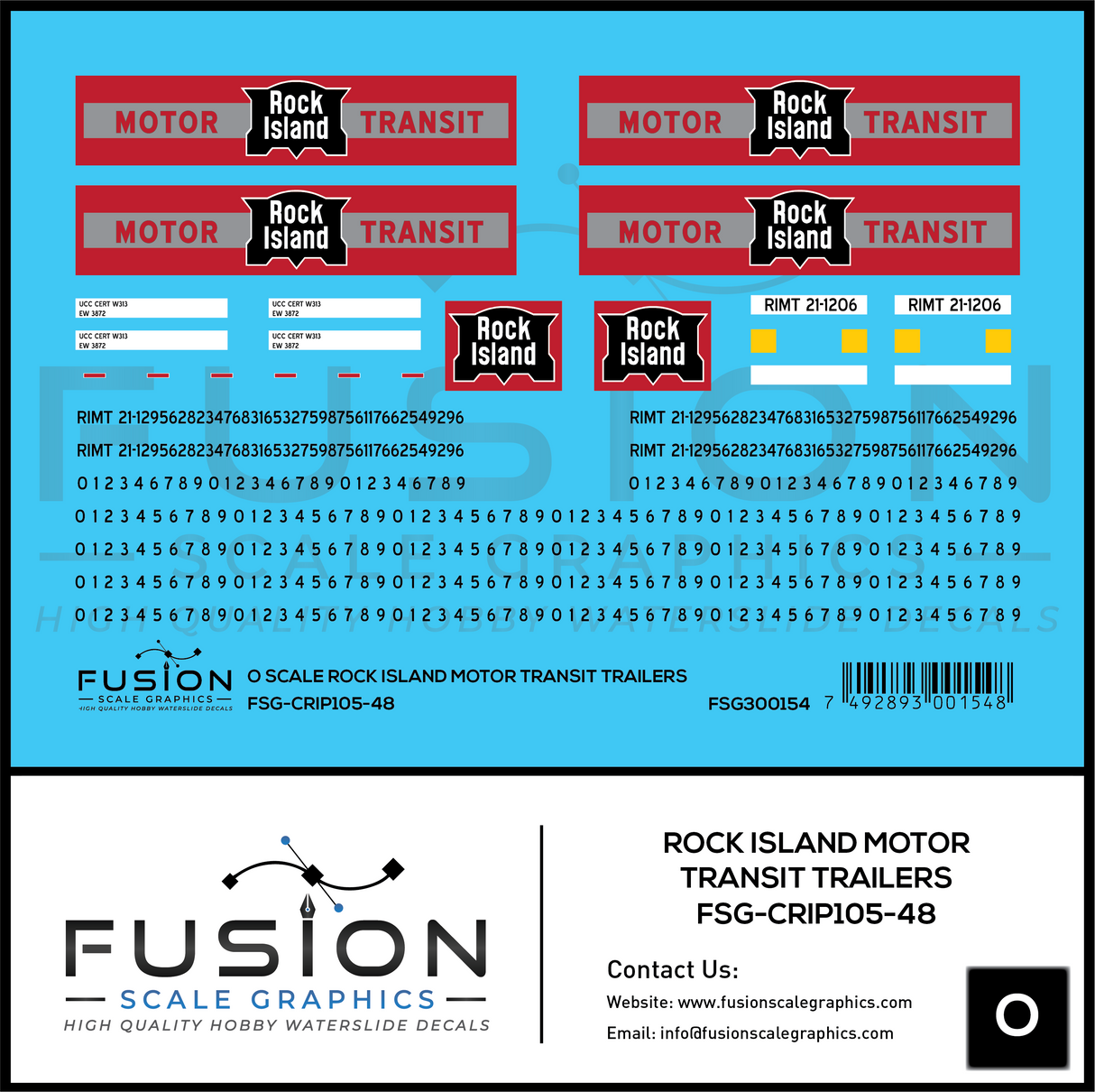 O Scale Rock Island Motor Transit Trailers Decal Set