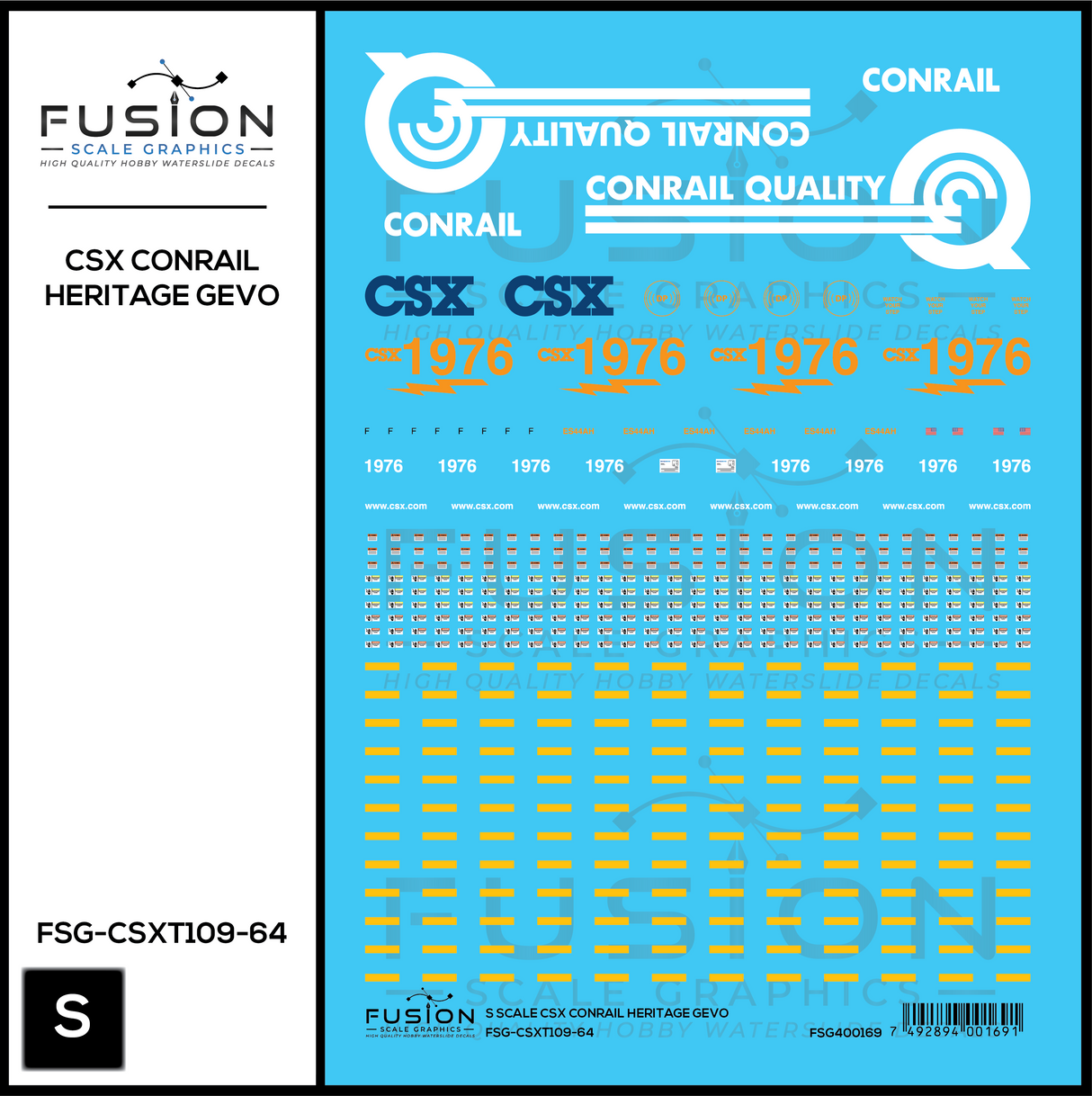 S Scale CSXT Conrail Heritage GEVO Locomotive Decal Set
