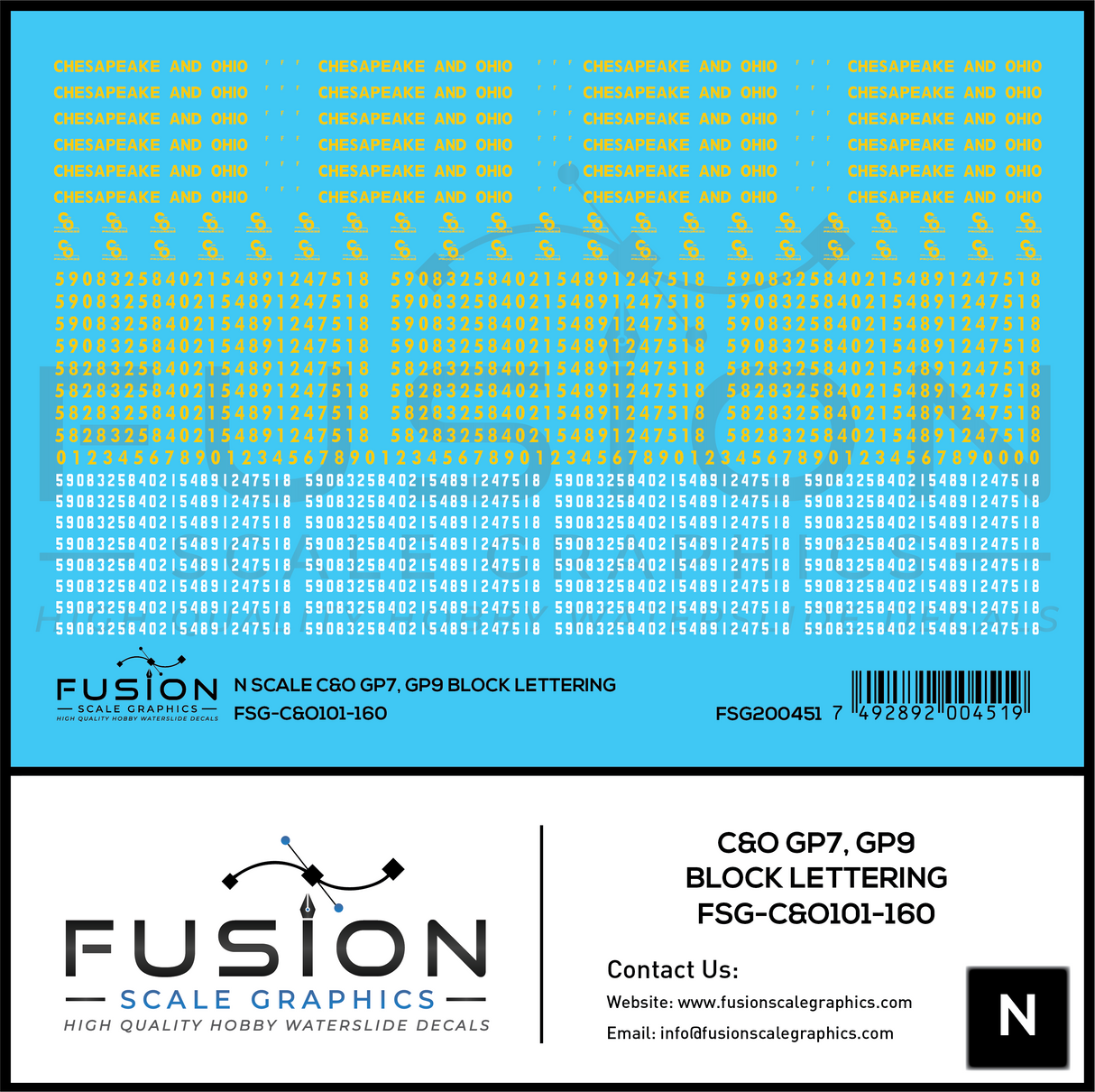 N Scale Chesapeake & Ohio EMD GP7, GP9 Locomotive Decal Set