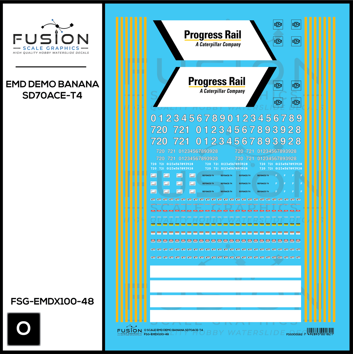 O Scale EMD Demo Banana SD70ACE-T4 Locomotive Decal Set