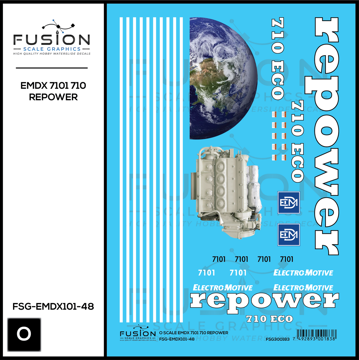 O Scale EMDX 7101 710 Repower Locomotive Decal Set