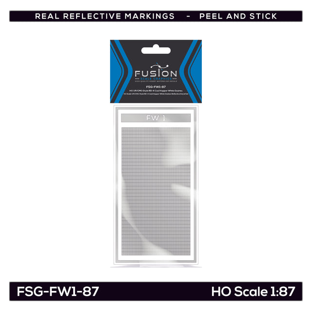 HO Scale UP/CMO Style RD-4 Coal Hopper White Dashes Reflective Decal Set