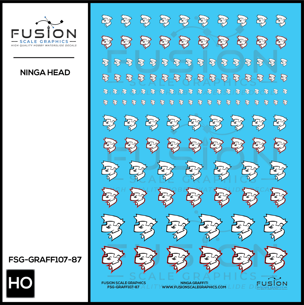 HO Scale Ninja Head Graffiti Decal Set
