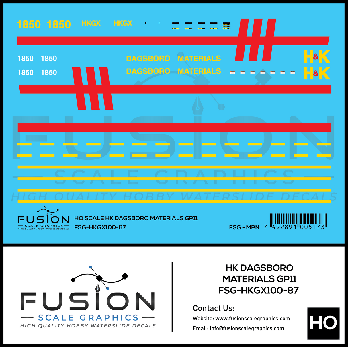 HO Scale HK Dagsboro Materials GP11 Locomotive Decal Set