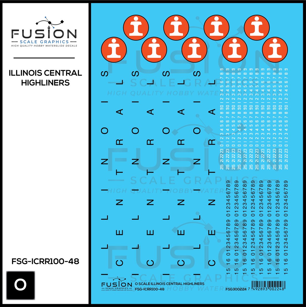 O Scale Illinois Central Railroad Highliner Decal Set