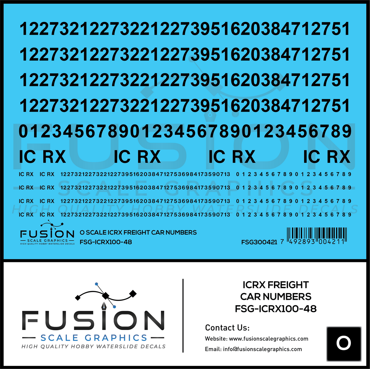 O Scale ICRX Freight Car Numbers Decal Set