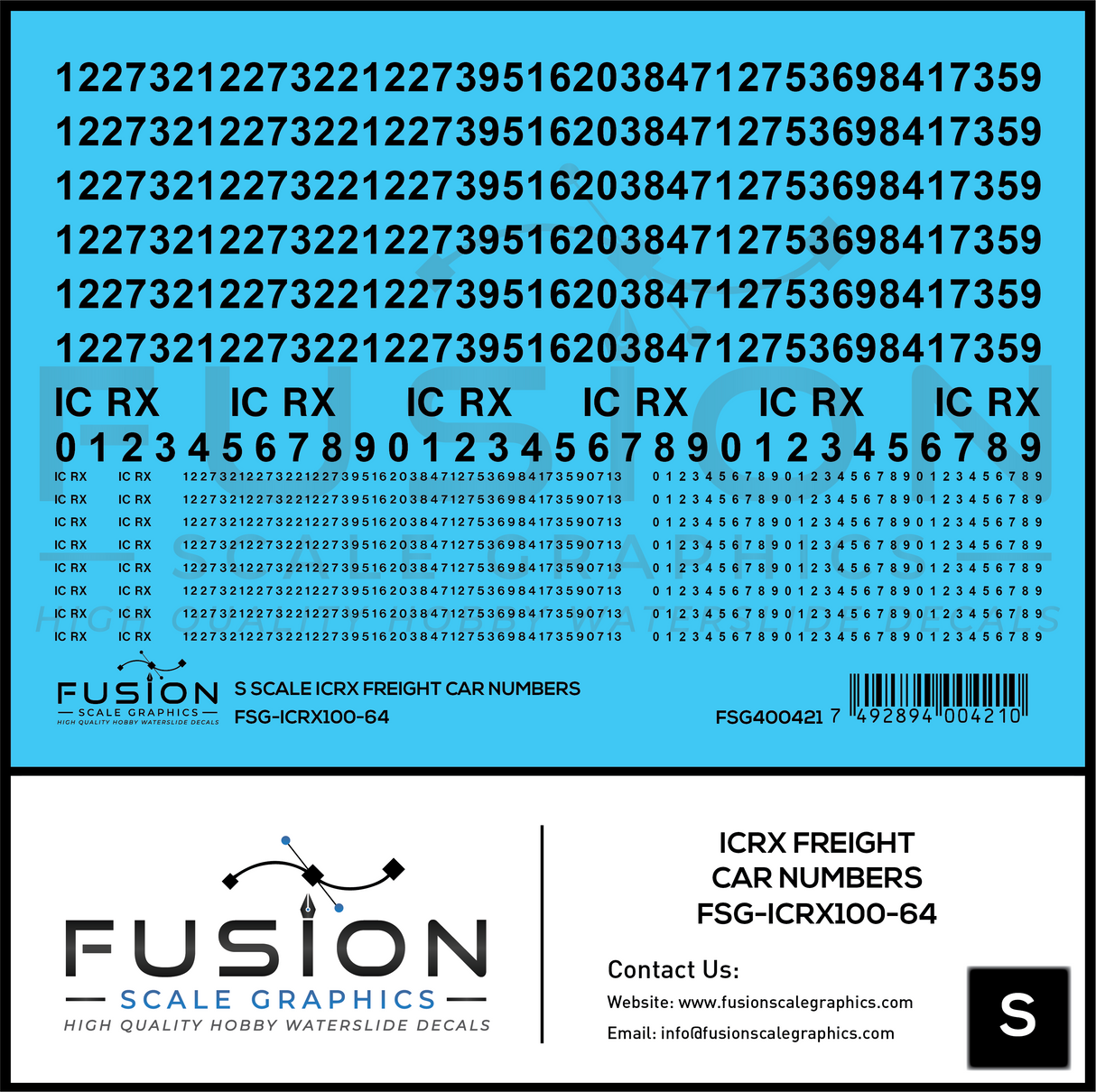 S Scale ICRX Freight Car Numbers Decal Set