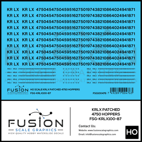 HO Scale KRLX 4750 Hoppers Patching Decal Set