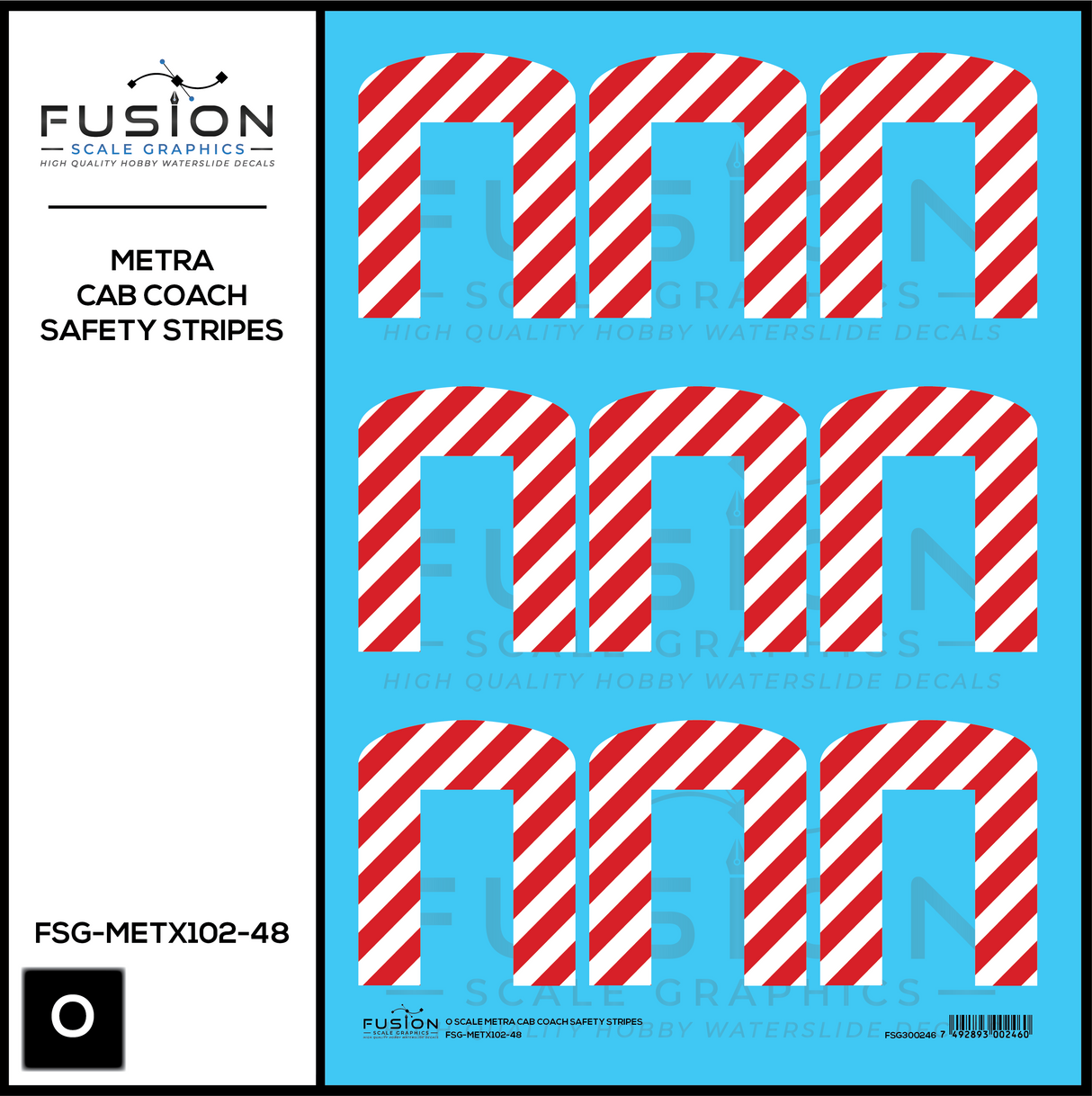 O Scale Metra Cab Coach Safety Stripes Decal Set