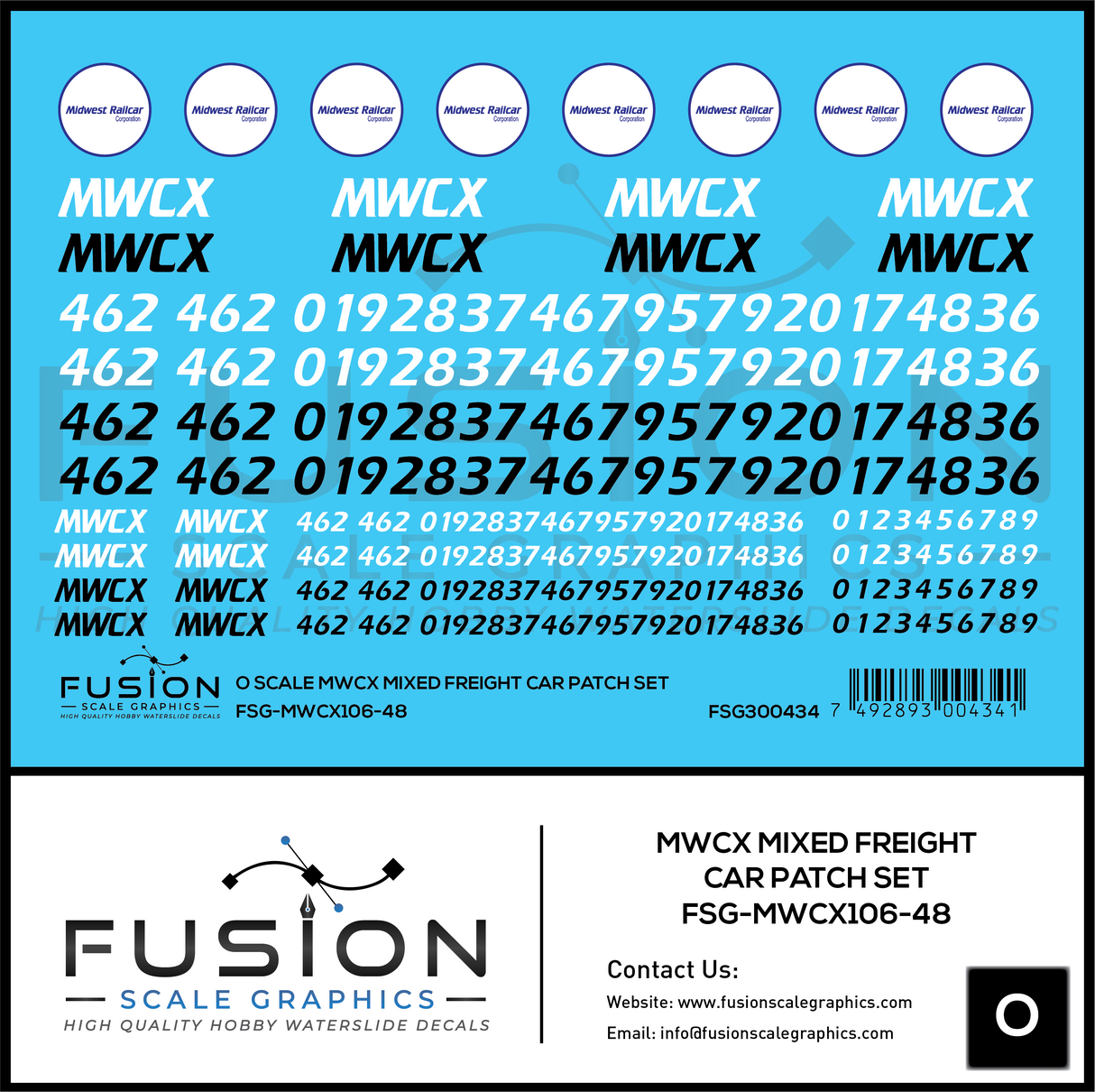 O Scale MWCX Mixed Freight Car Patching Decal Set