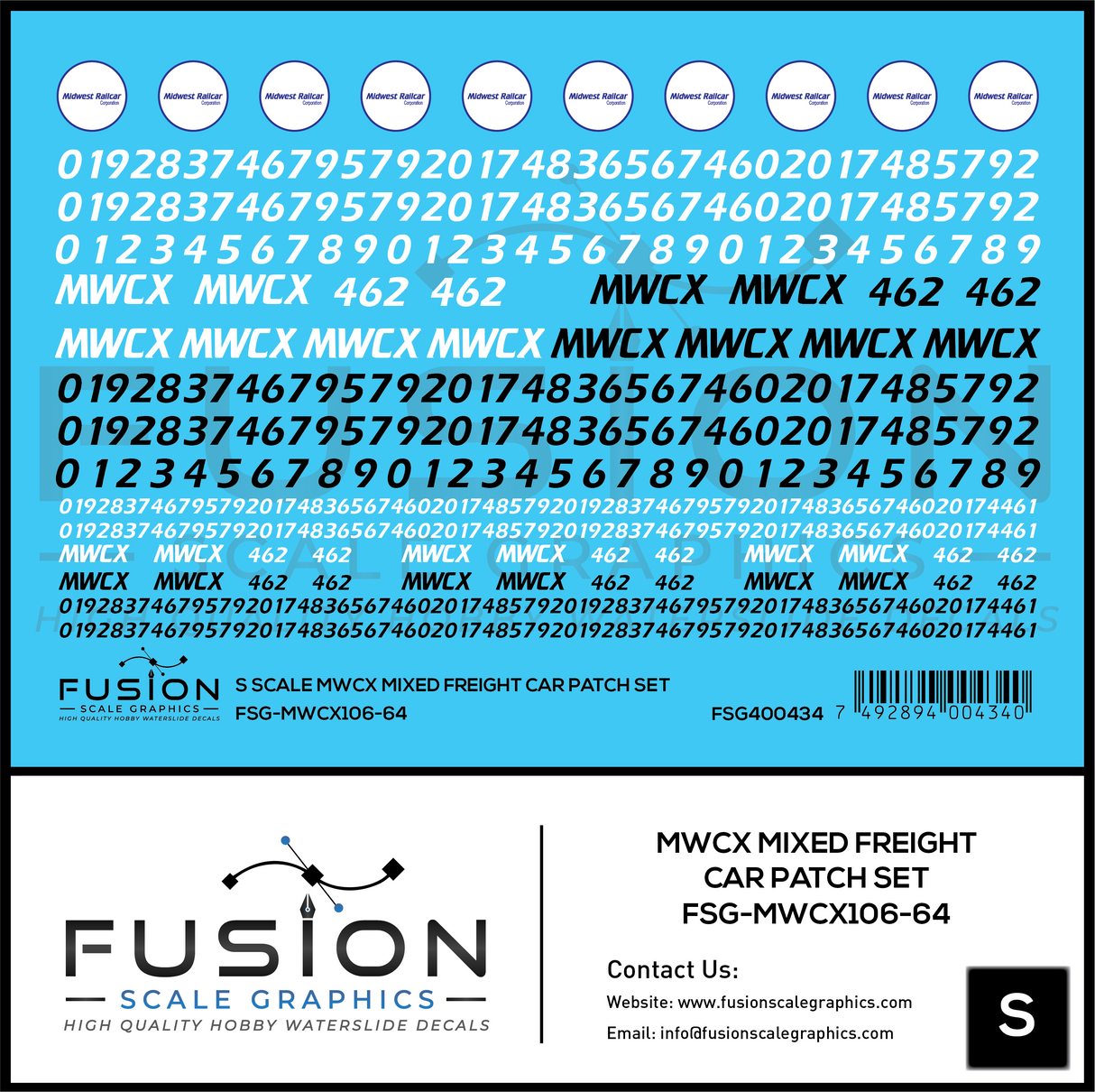 S Scale MWCX Mixed Freight Car Patching Decal Set