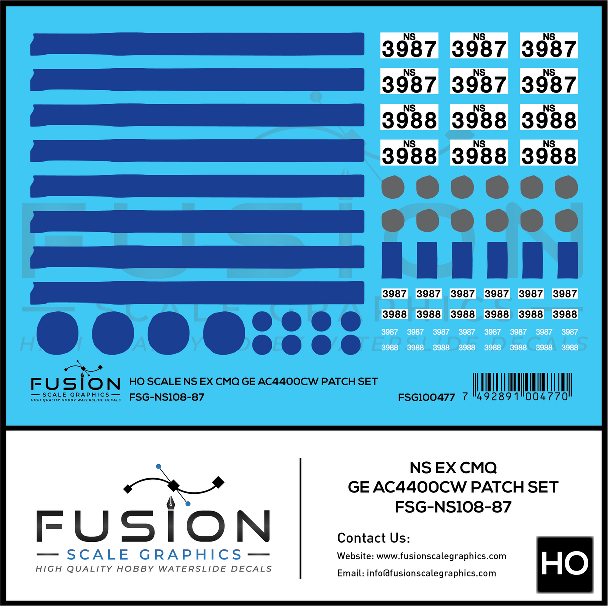 HO Scale Norfolk Southern Ex CMQ GE AC4400CW Locomotive Patch Set