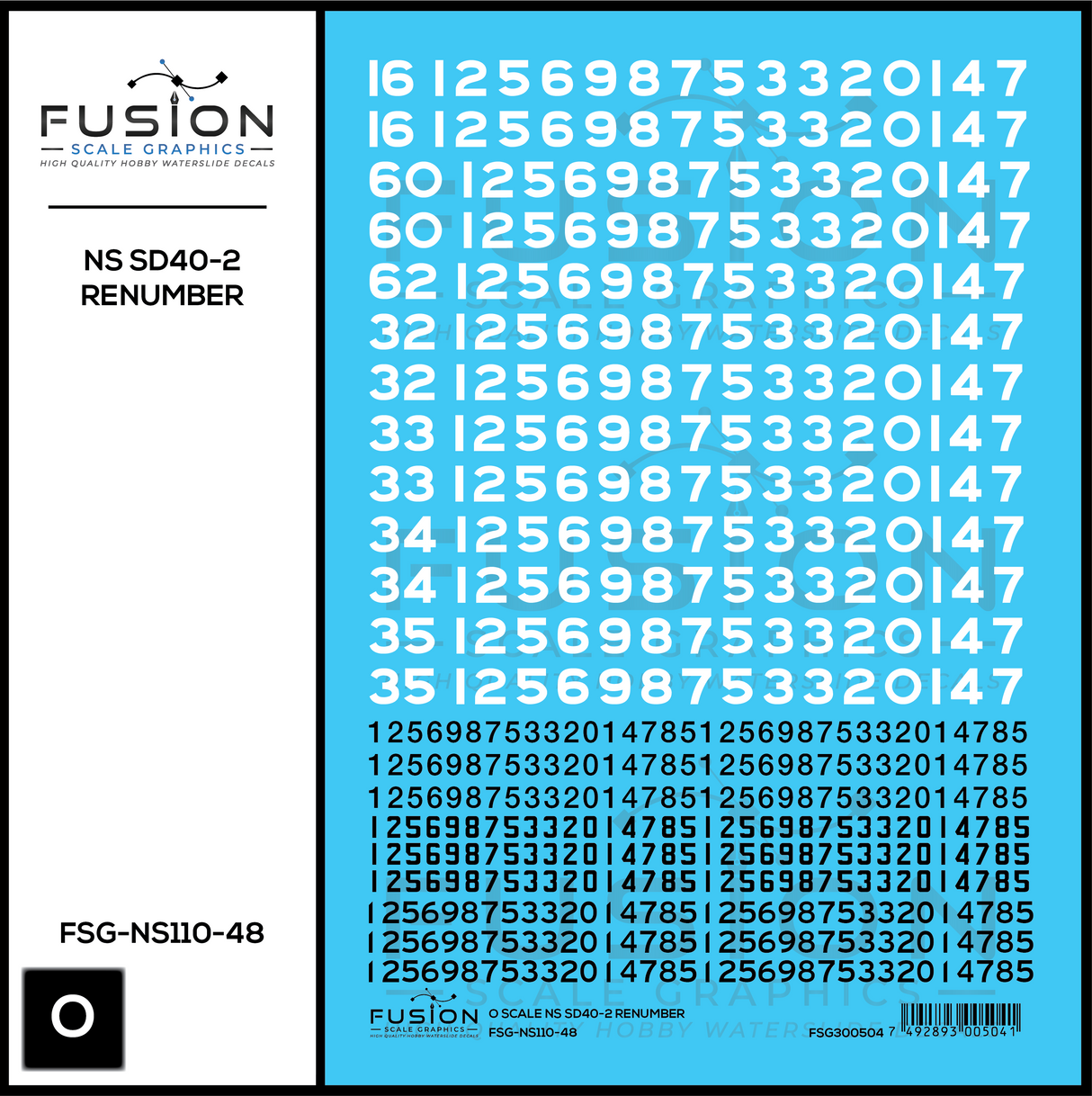 O Scale Norfolk Southern EMD SD40-2 Locomotive Renumber Patch Decal Set