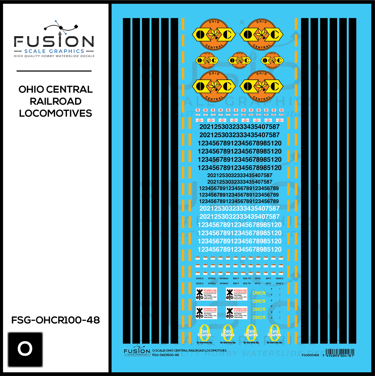 O Scale Ohio Central Railroad Locomotives Decal Set