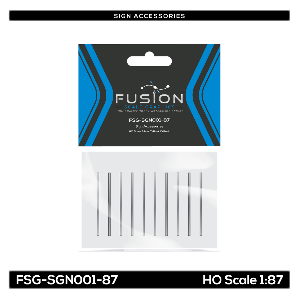HO Scale Silver T-Post 10 Pack