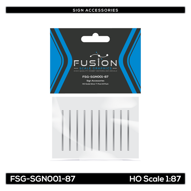 HO Scale Silver T-Post 10 Pack