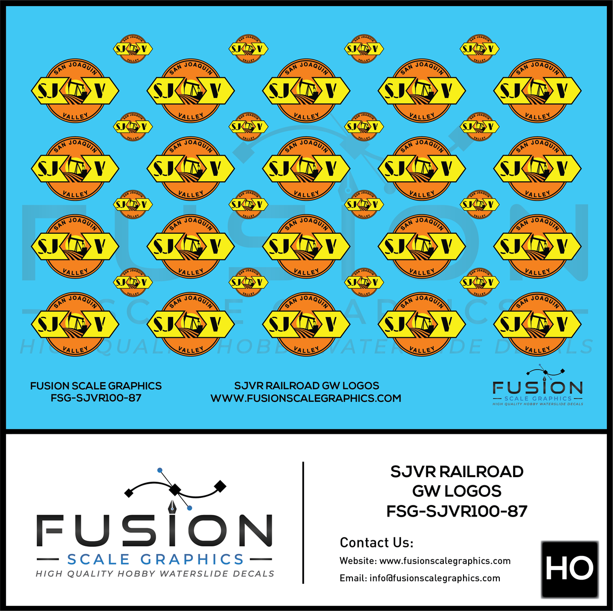 HO Scale San Joaquin Valley SJVR Railroad Logos Decal Set