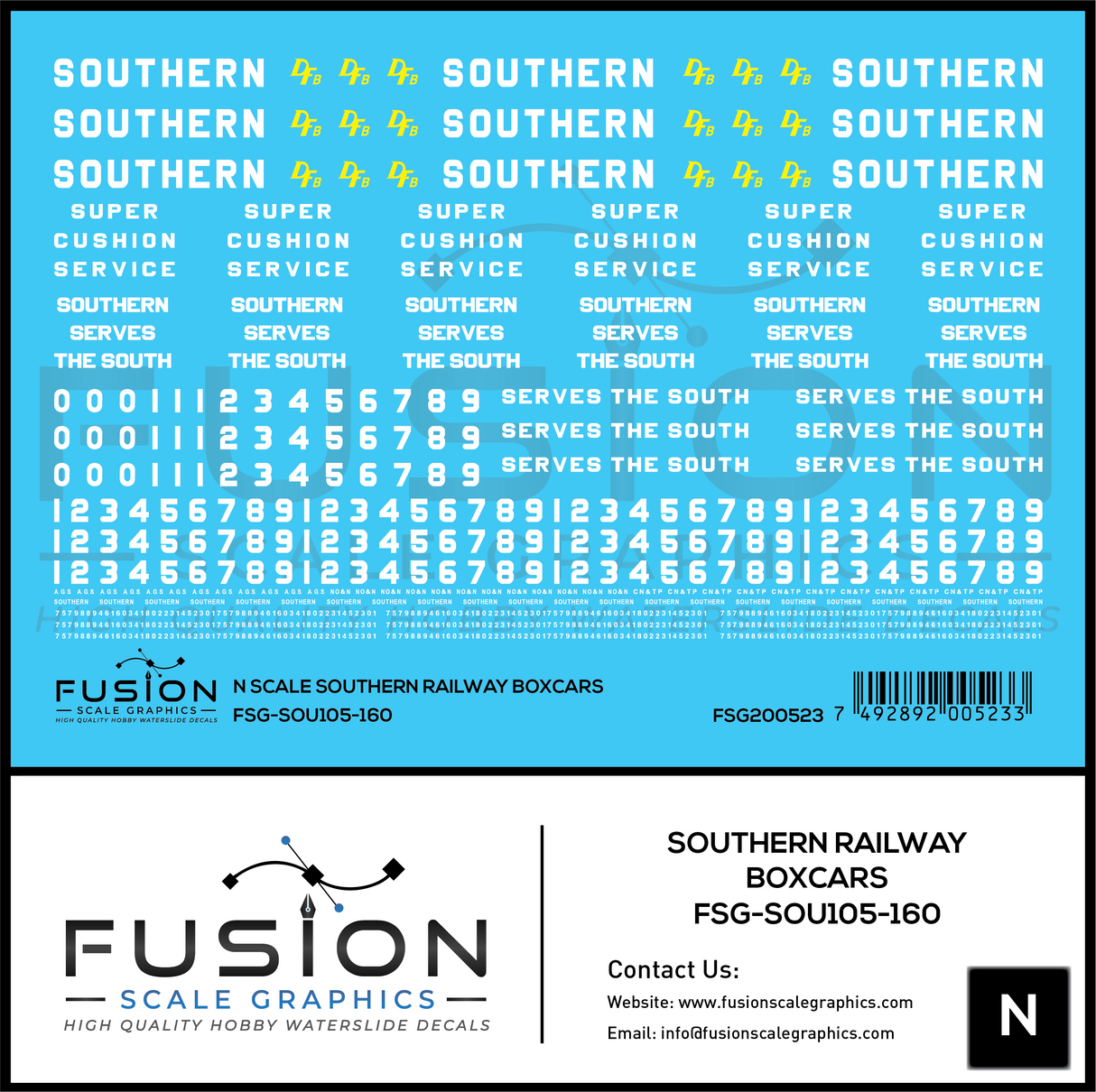 N Scale Southern Railway Boxcars Decal Set