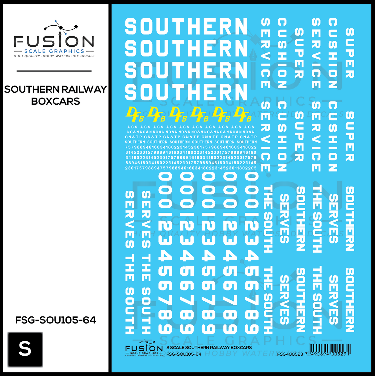 S Scale Southern Railway Boxcars Decal Set