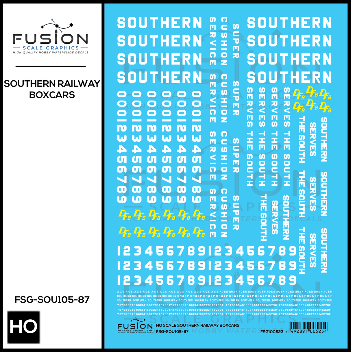 HO Scale Southern Railway Boxcars Decal Set