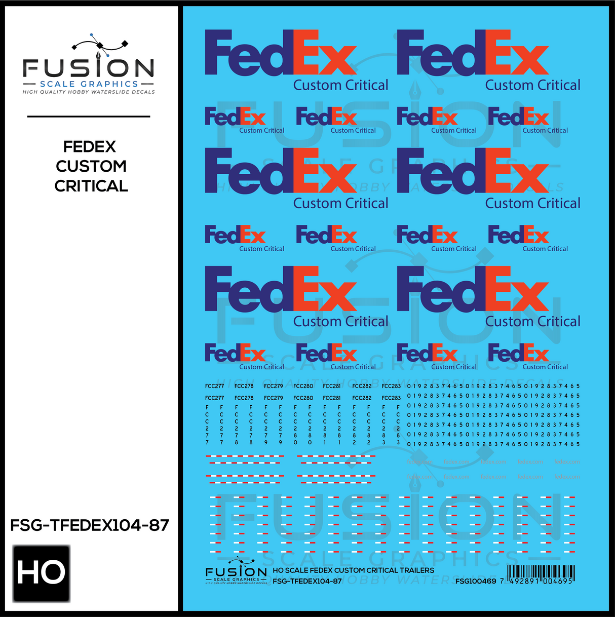 HO Scale FedEx Custom Critical Decal Set