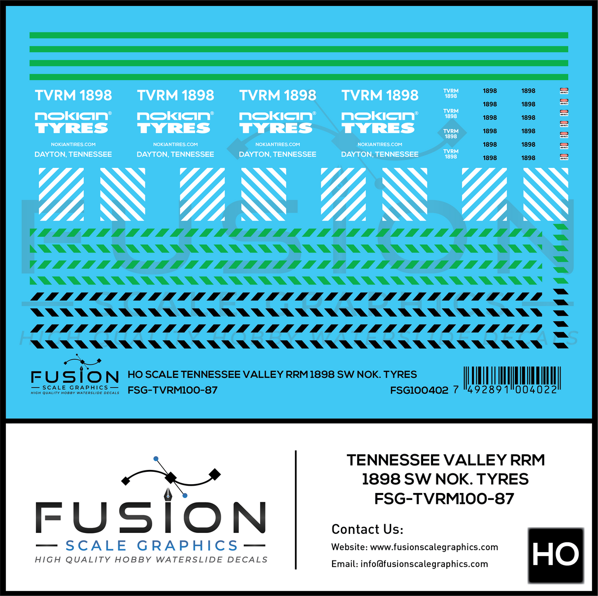HO Scale Tennessee Valley Railroad Museum 1898 Nokian Tyres Decal Set