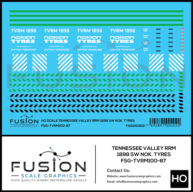 HO Scale Tennessee Valley Railroad Museum 1898 Nokian Tyres Decal Set