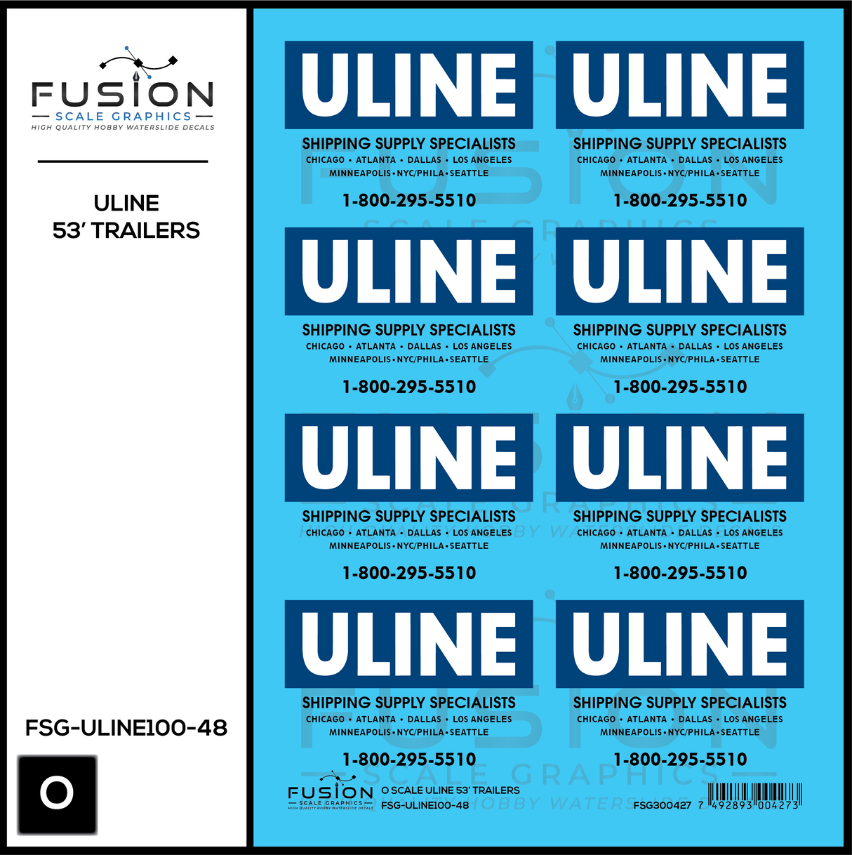 O Scale ULINE 53' Trailers Decal Set