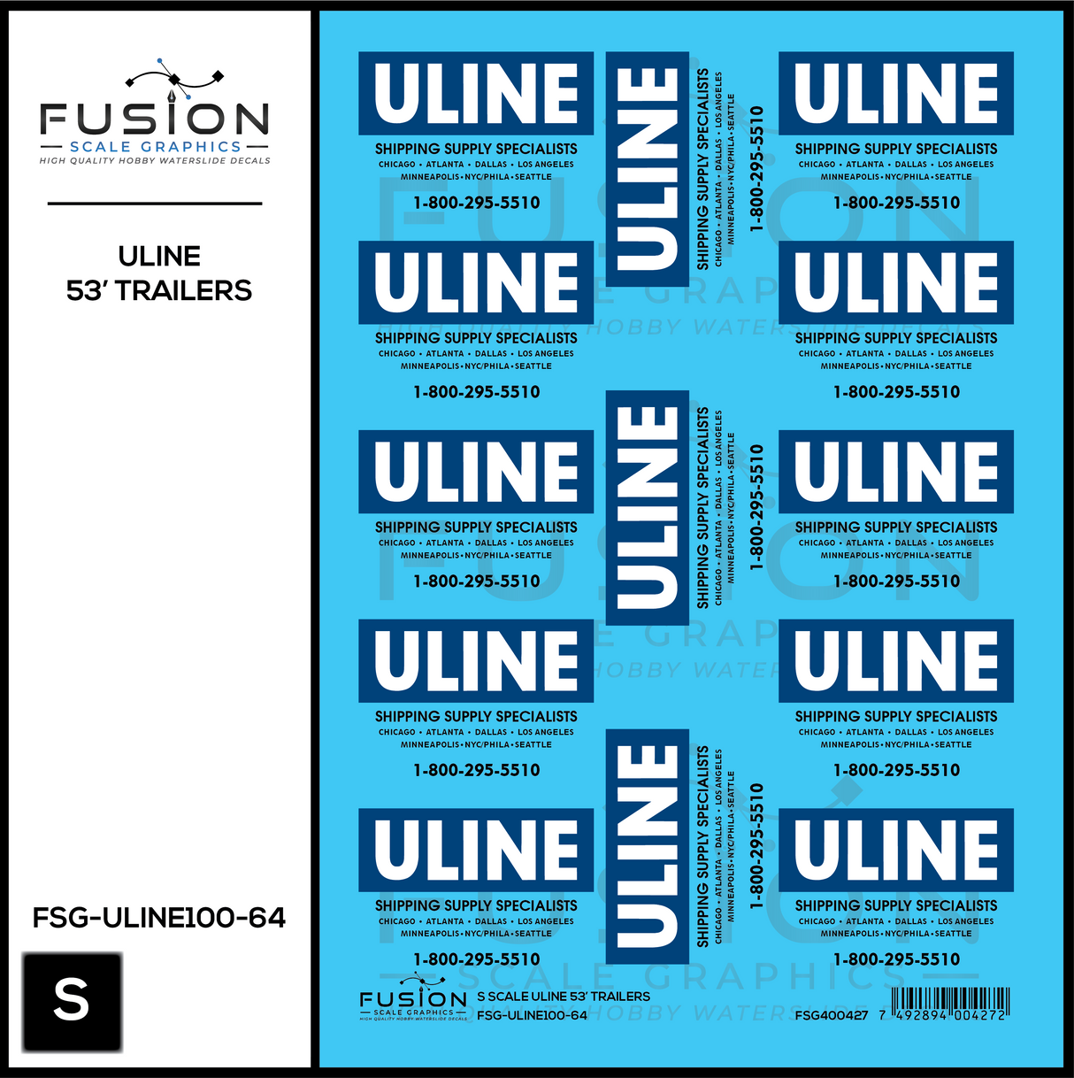 S Scale ULINE 53' Trailers Decal Set