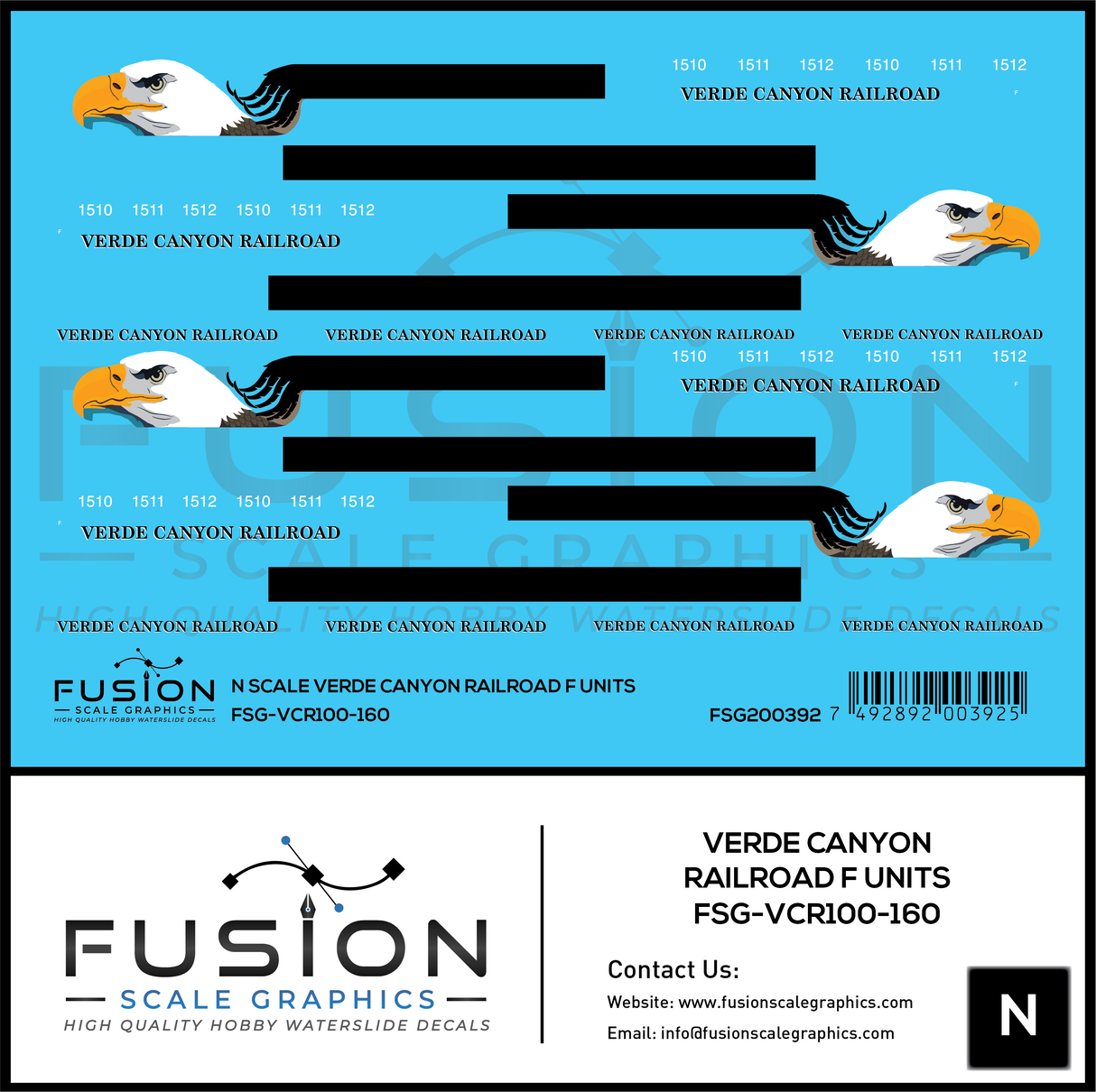 N Scale Verde Canyon Railroad F Unit Locomotives Decal Set