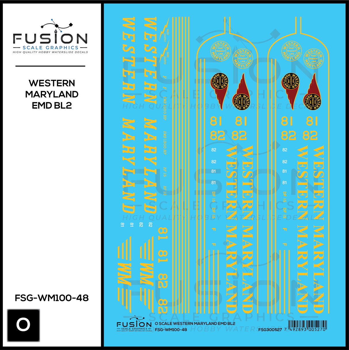 O Scale Western Maryland EMD BL2 Locomotives Decal Set