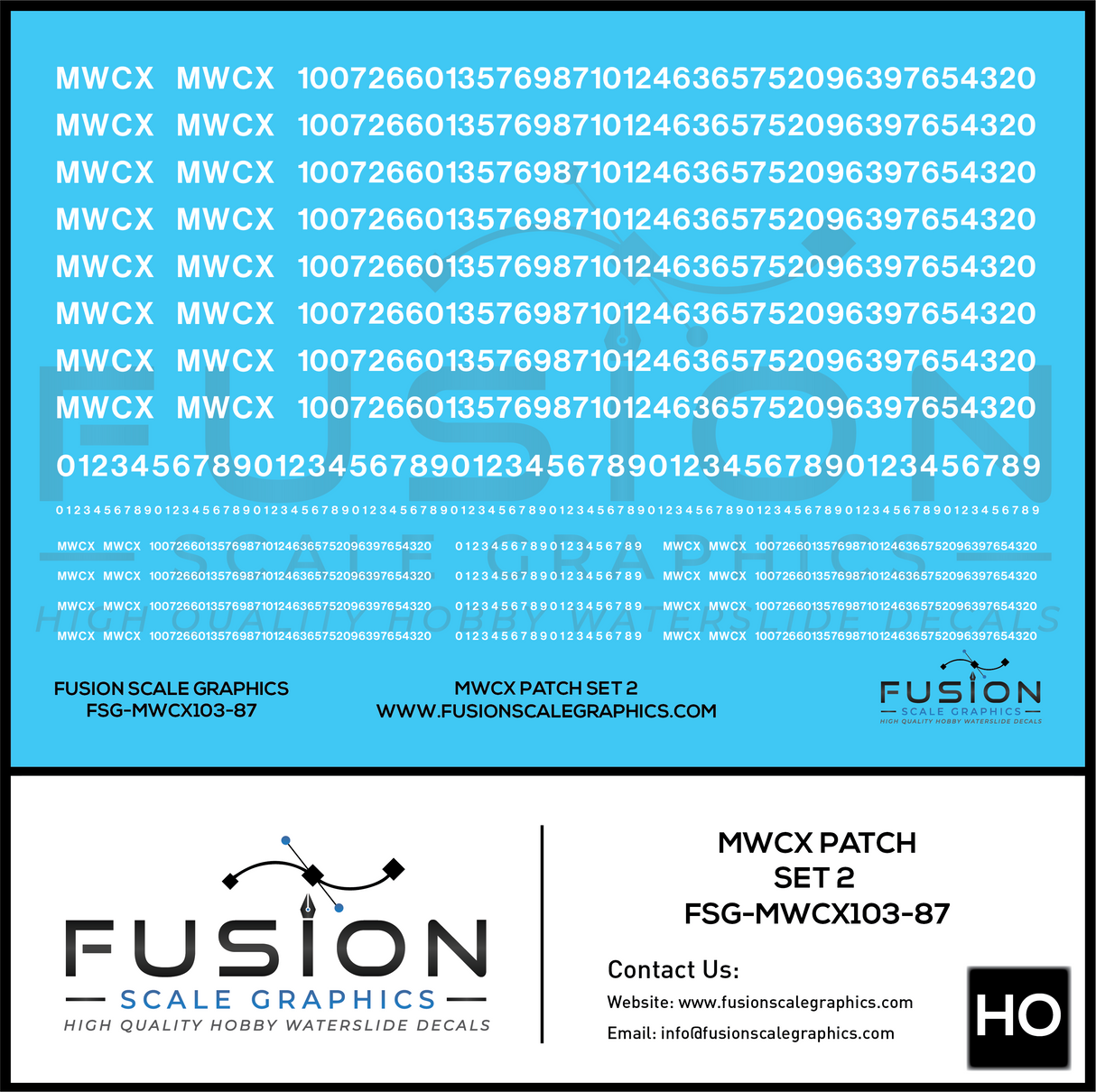HO Scale MWCX Freight Car Patching Decal Set 2