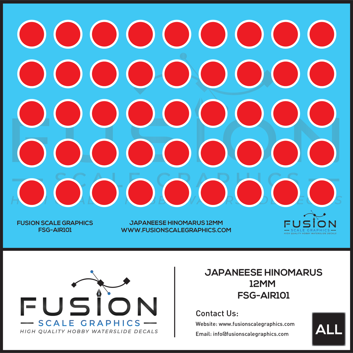 12MM Japanese Red Hinomaru Decal Set Fusion Scale Graphics 12mm-japanese-red-hinomaru-decal-set-fusion-scale-graphics