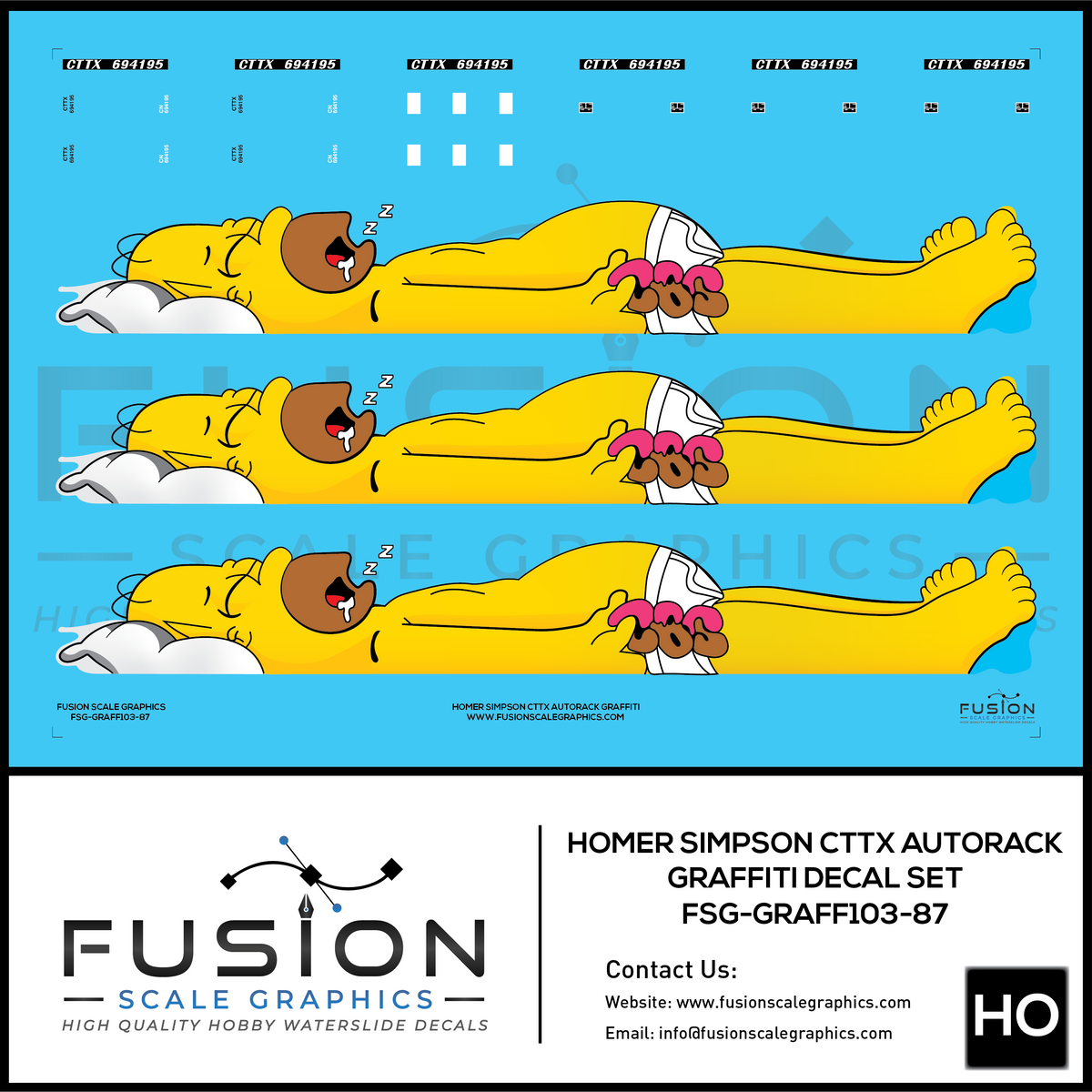 HO Scale CTTX Autorack Graffiti Decal Set – Fusion Scale