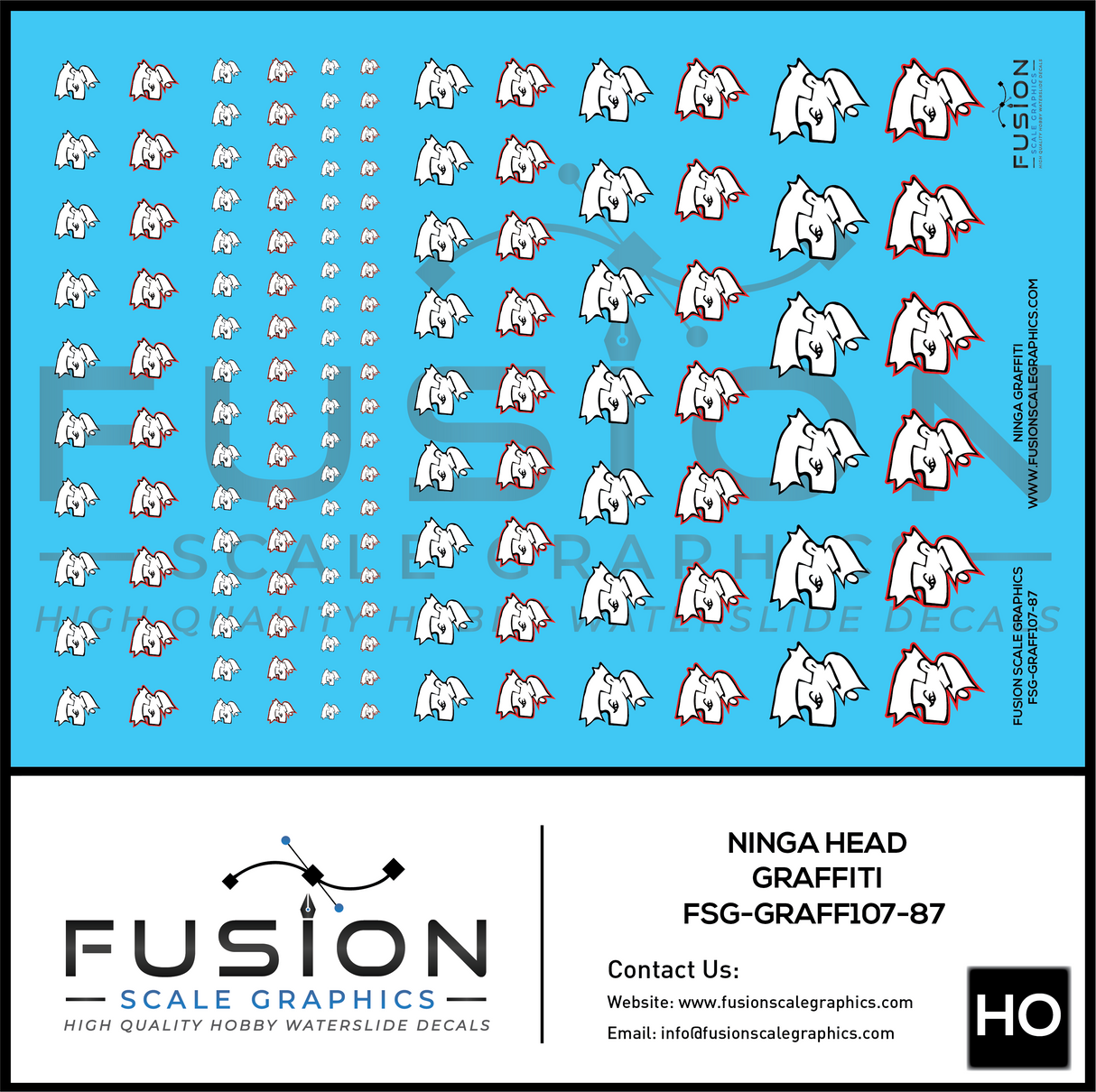 HO Scale Ninja Head Graffiti Decal Set