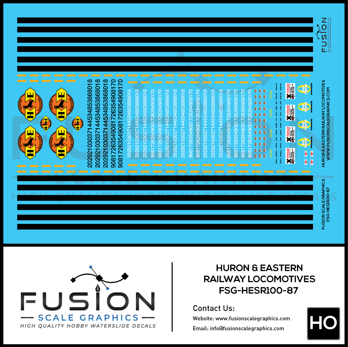 HO Scale Huron & Eastern Railroad GP SD Locomotive Decals