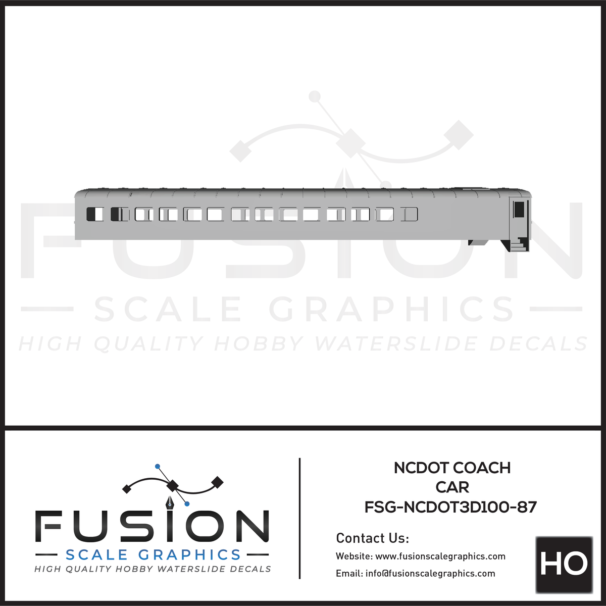 HO Scale NCDOT Coach Passenger Car Kit Fusion Scale Graphics